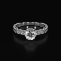 0.90 Ct. White Sapphire Ring, Platinum 950 1