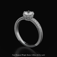 0.90 Ct. White Sapphire Ring, Platinum 950 2