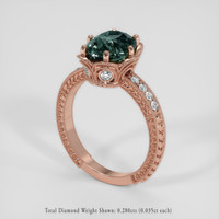 3.65 Ct. Bluish Green Sapphire Ring, 14K Rose Gold 2