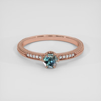 0.56 Ct. Bluish Green Sapphire Ring, 14K Rose Gold 1
