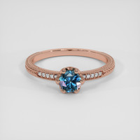 0.85 Ct. Greenish Blue Sapphire Ring, 14K Rose Gold 1