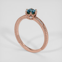 0.85 Ct. Greenish Blue Sapphire Ring, 14K Rose Gold 2