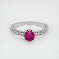 0.68 Ct. Pinkish Red Ruby Ring, 10K White Gold 1