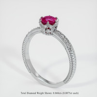0.68 Ct. Pinkish Red Ruby Ring, 10K White Gold 2