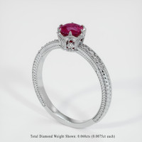 0.63 Ct. Pinkish Red Ruby Ring, 10K White Gold 2