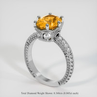 3.64 Ct. Yellowish Orange Sapphire Ring, 14K White Gold 2