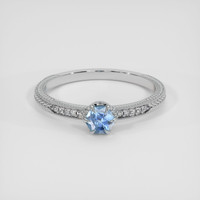 0.54 Ct. Greenish Blue Sapphire Ring, 14K White Gold 1