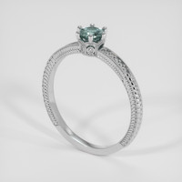 0.56 Ct. Bluish Green Sapphire Ring, 14K White Gold 2