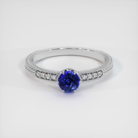 0.54 Ct. Blue Sapphire Ring, 14K White Gold 1
