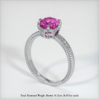 1.72 Ct. Pink Sapphire Ring, 18K White Gold 2