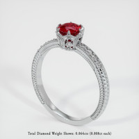 0.54 Ct. Ruby Ring, 18K White Gold 2