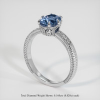 1.24 Ct. Blue Sapphire Ring, 18K White Gold 2
