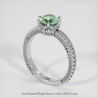 1.17 Ct. Green Sapphire Ring, 18K White Gold 2