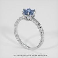 1.44 Ct. Blue Sapphire Ring, 18K White Gold 2