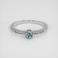 0.48 Ct. Bluish Green Sapphire Ring, 18K White Gold 1