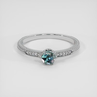 0.56 Ct. Bluish Green Sapphire Ring, 18K White Gold 1