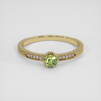 0.50 Ct. Yellowish Green Sapphire Ring, 10K Yellow Gold 1