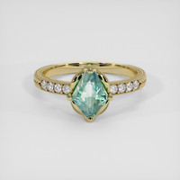 1.36 Ct. Bluish Green Sapphire Ring, 10K Yellow Gold 1