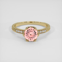 1.10 Ct. Peach Sapphire Ring, 10K Yellow Gold 1