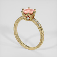 1.10 Ct. Peach Sapphire Ring, 10K Yellow Gold 2