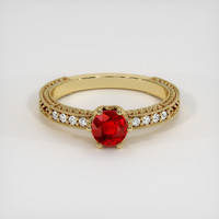 0.77 Ct. Ruby Ring, 14K Yellow Gold 1