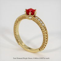 0.77 Ct. Ruby Ring, 14K Yellow Gold 2