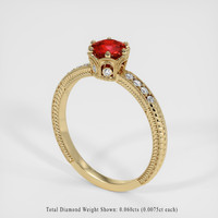 0.68 Ct. Ruby Ring, 14K Yellow Gold 2