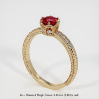 0.54 Ct. Ruby Ring, 14K Yellow Gold 2