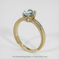 1.10 Ct. Greenish Blue Sapphire Ring, 14K Yellow Gold 2