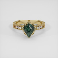 1.44 Ct. Bluish Green Sapphire Ring, 14K Yellow Gold 1