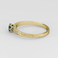 0.29 Ct. Greenish Blue Sapphire Ring, 14K Yellow Gold 4