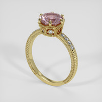2.19 Ct. Peach Sapphire Ring, 14K Yellow Gold 2