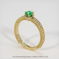 0.32 Ct. Emerald Ring, 18K Yellow Gold 2