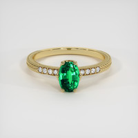 0.44 Ct. Emerald Ring, 18K Yellow Gold 1