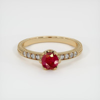 0.54 Ct. Ruby Ring, 18K Yellow Gold 1