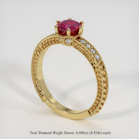 0.95 Ct. Ruby Ring, 18K Yellow Gold 2