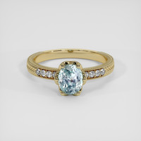 1.10 Ct. Greenish Blue Sapphire Ring, 18K Yellow Gold 1