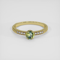 0.40 Ct. Greenish Yellow Sapphire Ring, 18K Yellow Gold 1