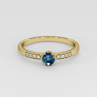 0.29 Ct. Greenish Blue Sapphire Ring, 18K Yellow Gold 1