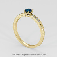 0.29 Ct. Greenish Blue Sapphire Ring, 18K Yellow Gold 2