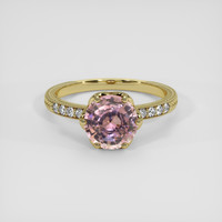 2.19 Ct. Peach Sapphire Ring, 18K Yellow Gold 1
