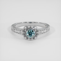 0.38 Ct. Bluish Green Sapphire Ring, Platinum 950 1