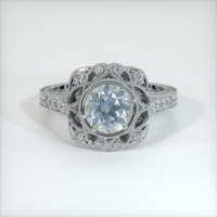 1.83 Ct. Greenish Blue Sapphire Ring, Platinum 950 1