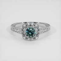 0.59 Ct. Bluish Green Sapphire Ring, Silver 1