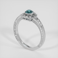 0.38 Ct. Bluish Green Sapphire Ring, 10K White Gold 2