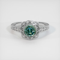 1.12 Ct. Greenish Blue Sapphire Ring, 14K White Gold 1