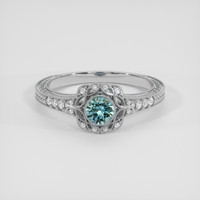 0.39 Ct. Bluish Green Sapphire Ring, 18K White Gold 1