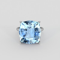 16.87 Ct. Blue Aquamarine Ring, Platinum 950 1