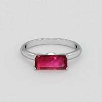 1.57 Ct. Purplish Red Ruby Ring, Platinum 950 1