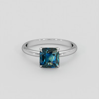 2.03 Ct. Greenish Blue Sapphire Ring, Platinum 950 1